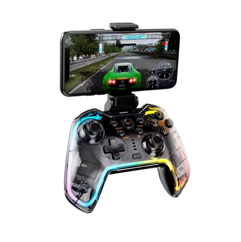 HAVIT Gamenote G158BT Pro Transparent RGB Gamepad, With Bluetooth & Vibration Feedback